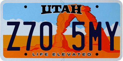 UT license plate Z705MY