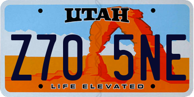 UT license plate Z705NE
