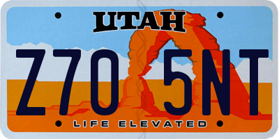 UT license plate Z705NT
