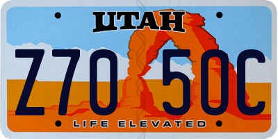 UT license plate Z705OC