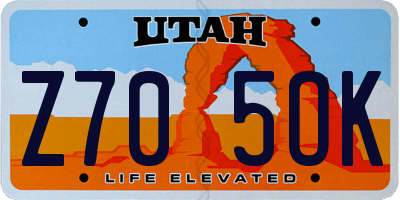 UT license plate Z705OK