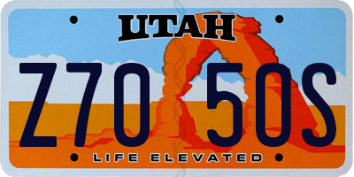 UT license plate Z705OS