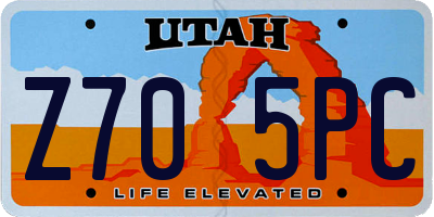 UT license plate Z705PC