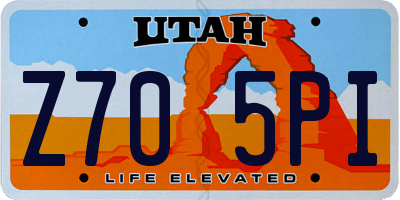 UT license plate Z705PI