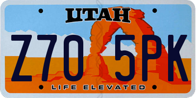 UT license plate Z705PK