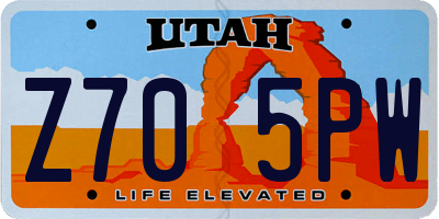 UT license plate Z705PW