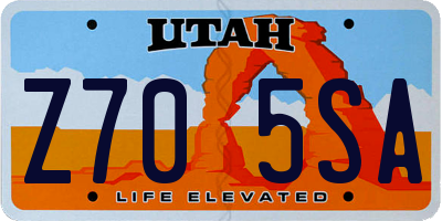 UT license plate Z705SA