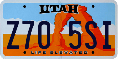 UT license plate Z705SI