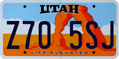 UT license plate Z705SJ
