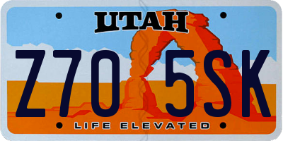UT license plate Z705SK