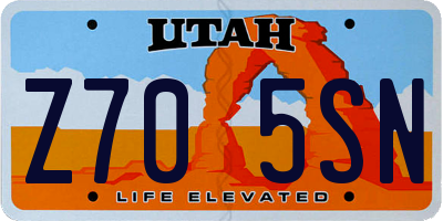 UT license plate Z705SN