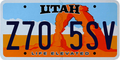 UT license plate Z705SV