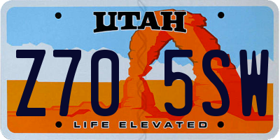 UT license plate Z705SW