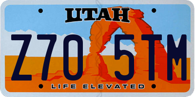 UT license plate Z705TM
