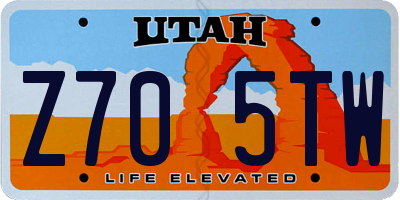 UT license plate Z705TW