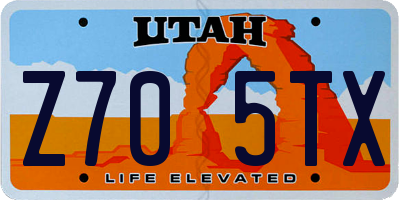 UT license plate Z705TX