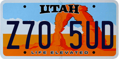 UT license plate Z705UD