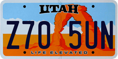 UT license plate Z705UN