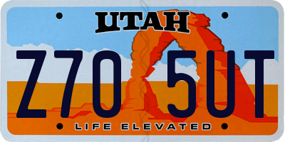 UT license plate Z705UT