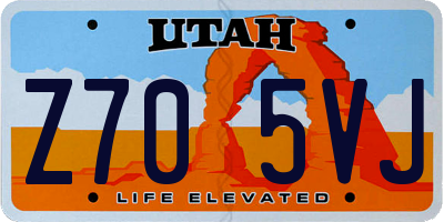 UT license plate Z705VJ