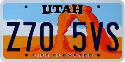 UT license plate Z705VS