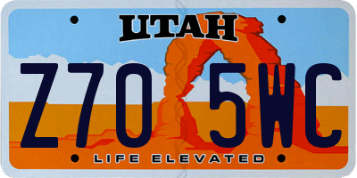 UT license plate Z705WC