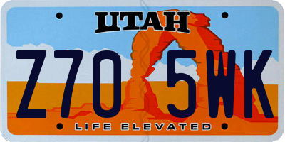 UT license plate Z705WK