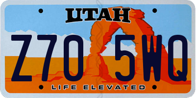 UT license plate Z705WQ