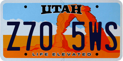 UT license plate Z705WS