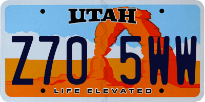 UT license plate Z705WW
