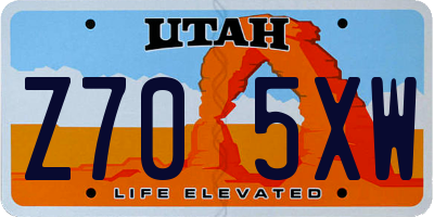 UT license plate Z705XW