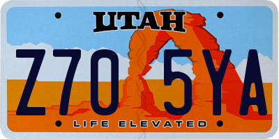 UT license plate Z705YA