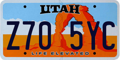 UT license plate Z705YC
