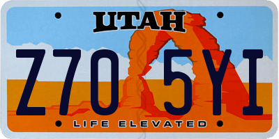UT license plate Z705YI
