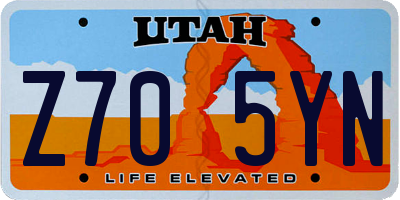 UT license plate Z705YN