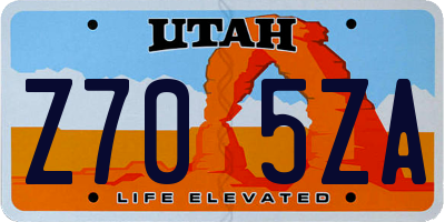 UT license plate Z705ZA