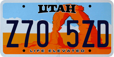 UT license plate Z705ZD