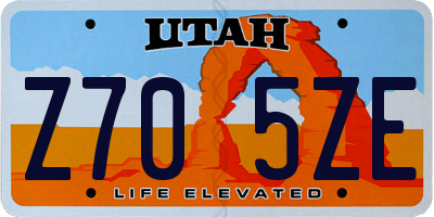 UT license plate Z705ZE