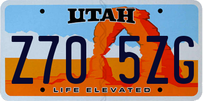 UT license plate Z705ZG