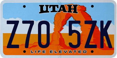 UT license plate Z705ZK