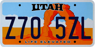 UT license plate Z705ZL