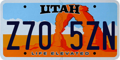UT license plate Z705ZN