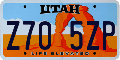 UT license plate Z705ZP
