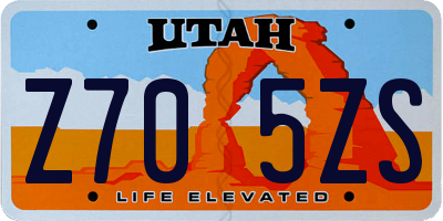 UT license plate Z705ZS