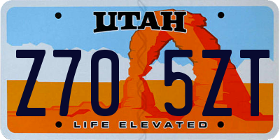 UT license plate Z705ZT