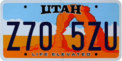 UT license plate Z705ZU