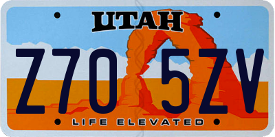 UT license plate Z705ZV