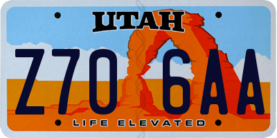 UT license plate Z706AA