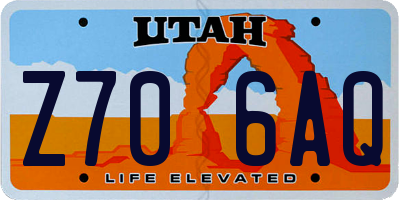 UT license plate Z706AQ
