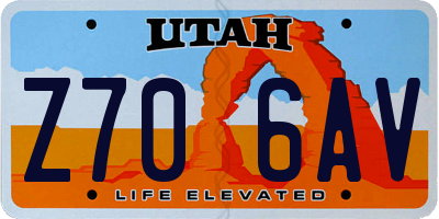 UT license plate Z706AV